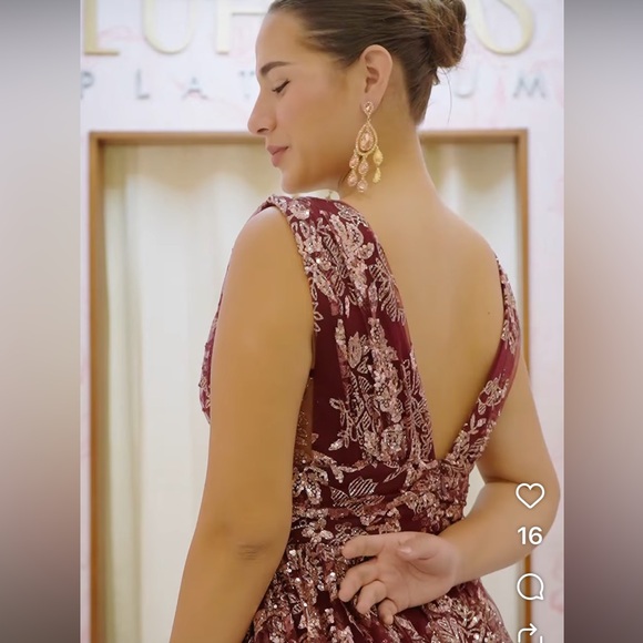 Soiéblu Burgundy Lace Formal Midi Dress 1XL Prom Wedding Guest brand new - Picture 9 of 12